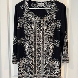 JM Collection Graphic Black and White Tunic